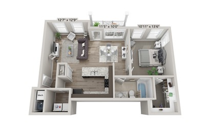 Paisley - 1 bedroom floorplan layout with 1 bath and 745 square feet