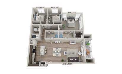Savannah - 3 bedroom floorplan layout with 2 bath and 1252 square feet